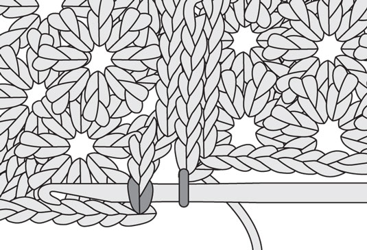 Joindre des pièces au crochet sur la dernière rangée ou le tour