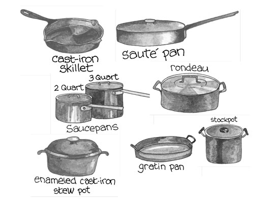 Pots et casseroles couramment utilisés