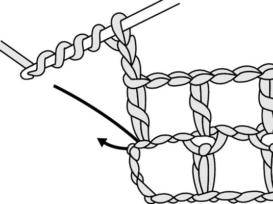 Augmenter un ou plusieurs espaces à la fin d'une rangée dans Filet Crochet