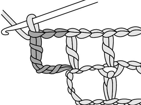 Augmenter un ou plusieurs espaces à la fin d'une rangée dans Filet Crochet