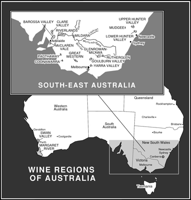Les régions viticoles d'Australie