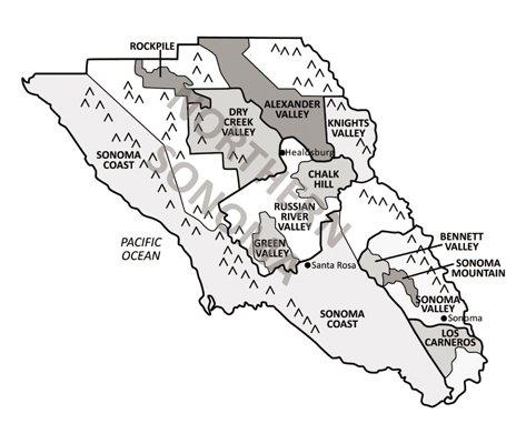 Région viticole du comté de Sonoma en Californie