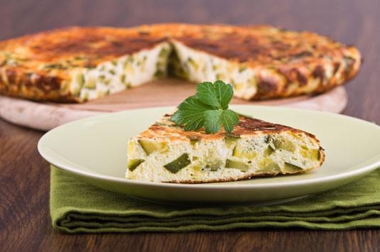 Recette de régime méditerranéen : Frittata aux courgettes et au fromage de chèvre