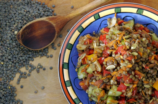 Recette de régime méditerranéen : Salade méditerranéenne de lentilles
