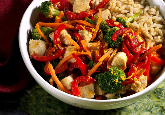 Poulet et légumes à l'orange