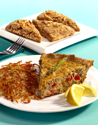Quiche aux légumes avec croûte de semoule de maïs