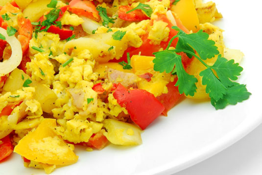 Omelette Ouverte Aux Poivrons, Tomates Et Jambon (Pipérade)
