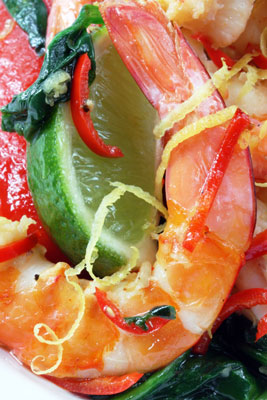 Recette mexicaine de fruits de mer : Crevettes dans un bain à l'ail
