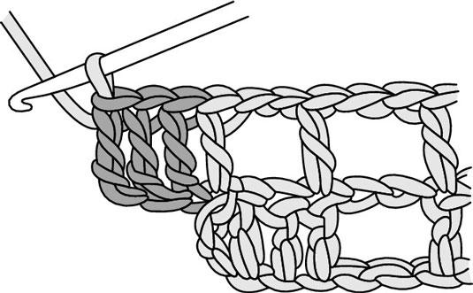 Augmenter les blocs à la fin d'une rangée dans Filet Crochet